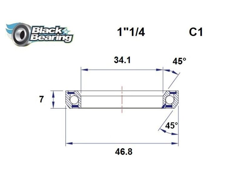 Black Bearing Steuersatzlager (34.1x46.8x7mm | 45 /45)