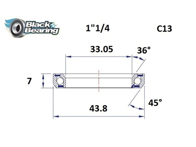 Black Bearing Steuersatzlager (33.05x43.8x7mm | 36 /45)