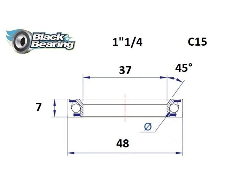 Black Bearing Steuersatzlager (37x48x7mm | 45 /90)