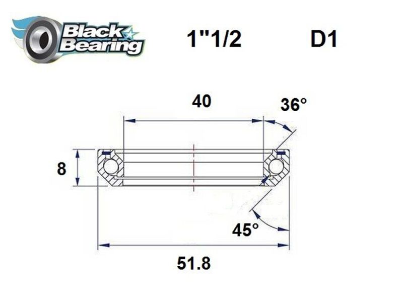Black Bearing Steuersatzlager (40x51.8x8mm | 36 /45)