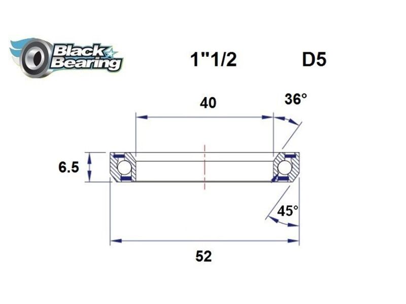 Black Bearing Steuersatzlager (40x52x6.5mm | 36 /45)