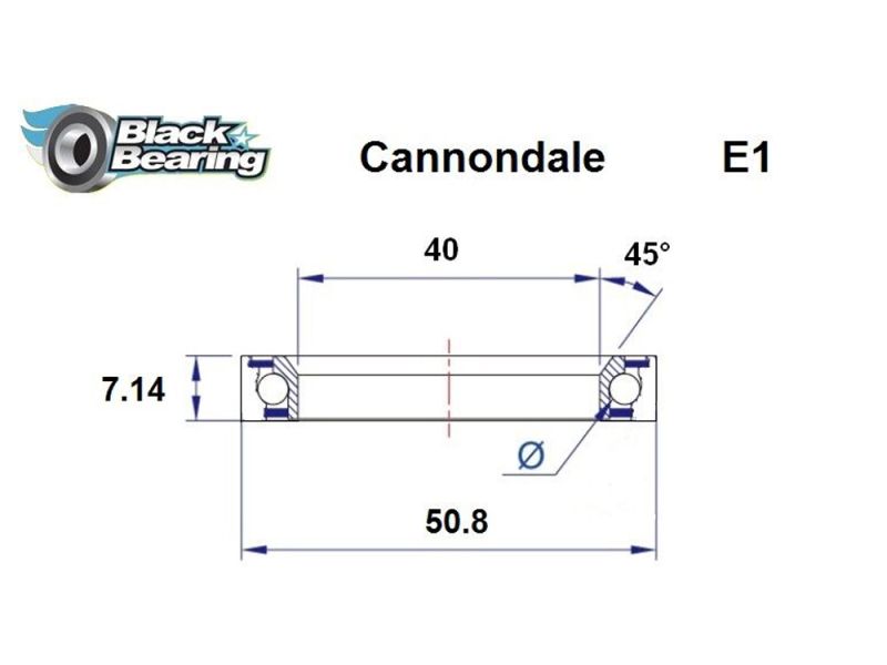Black Bearing Steuersatzlager (40X50.8X7.14 45 /90)