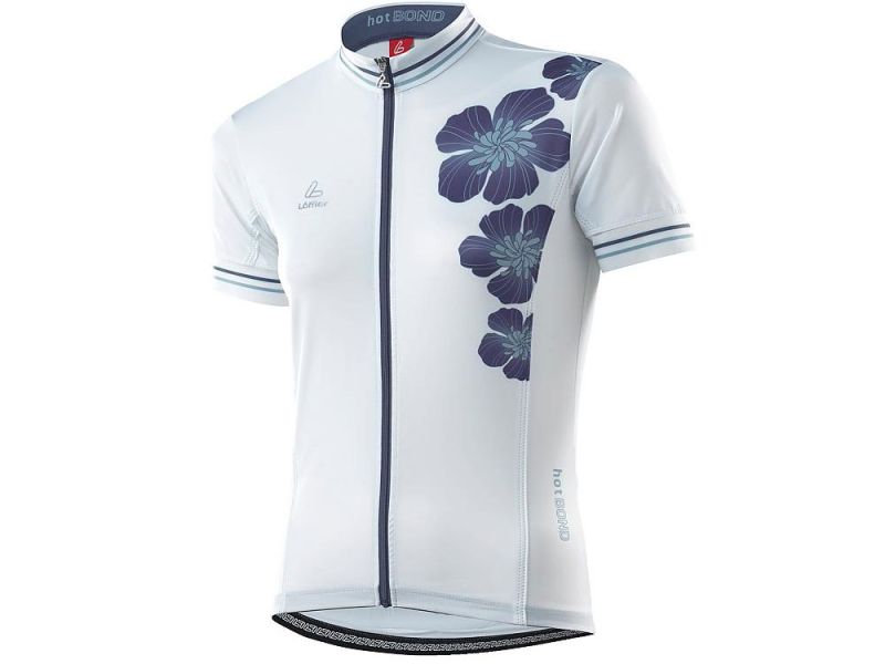 Löffler women' cycling jersey Hotbond FZ (white / blue)
