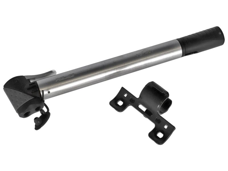XLC Alpha PU-M01 Mini Fahrradpumpe (6 bar | silber | Aluminium | 265mm | Dualkopf)