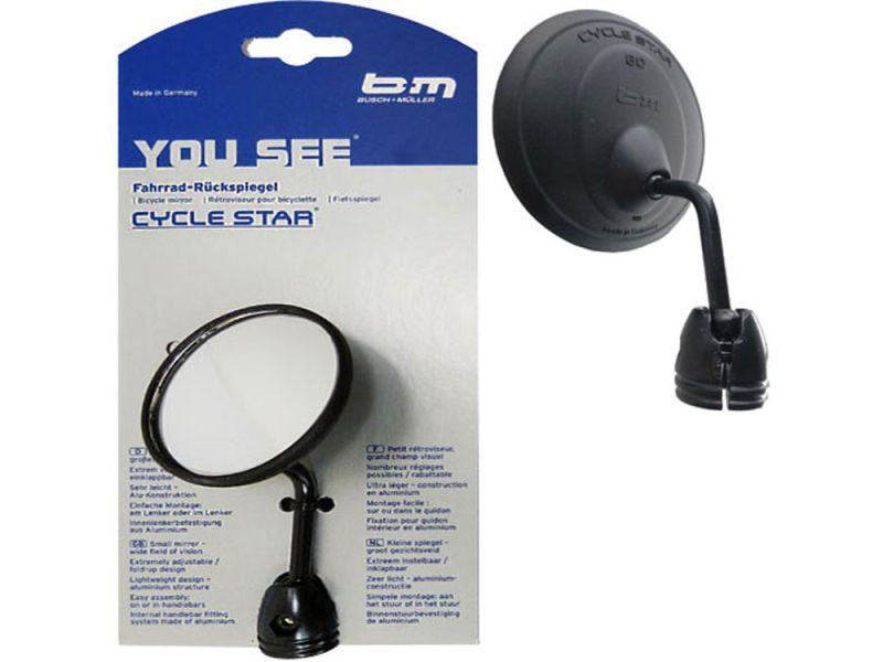 Busch + Müller Fahrradspiegel Cycle-Star 80 /3 (kurze gebogene Stange)