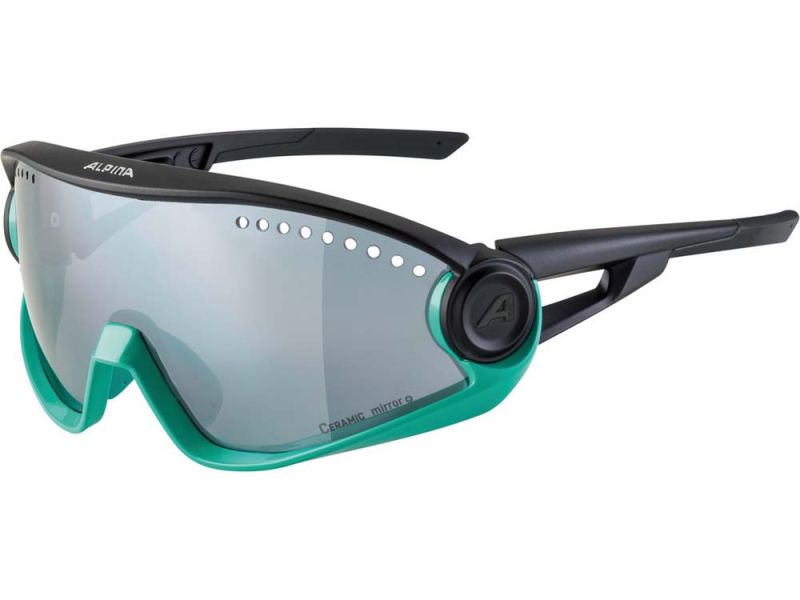 Alpina 5W1NG Sonnenbrille (türkis / schwarz | Gläser schwarz verspiegelt)