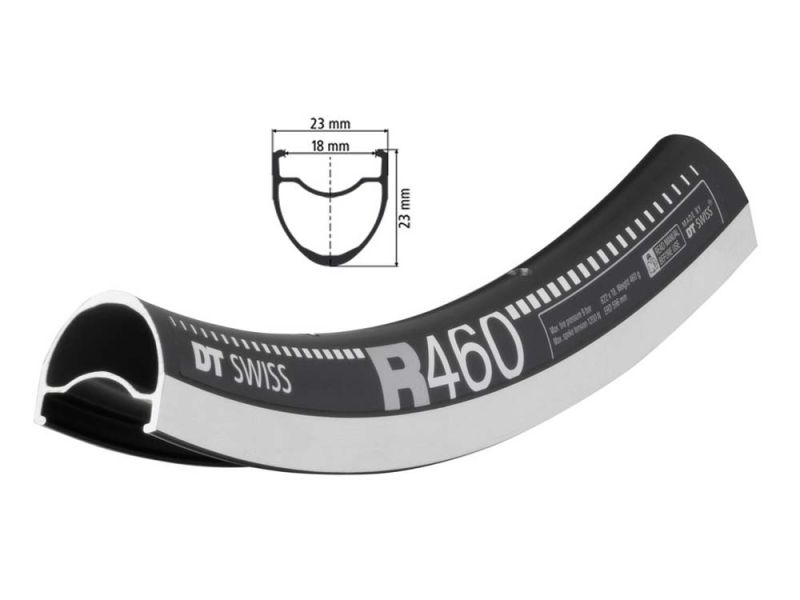 DT Swiss R 460 Fahrradfelge (28" | schwarz | 20 Loch | 622-18 | VL 6 | 5mm)