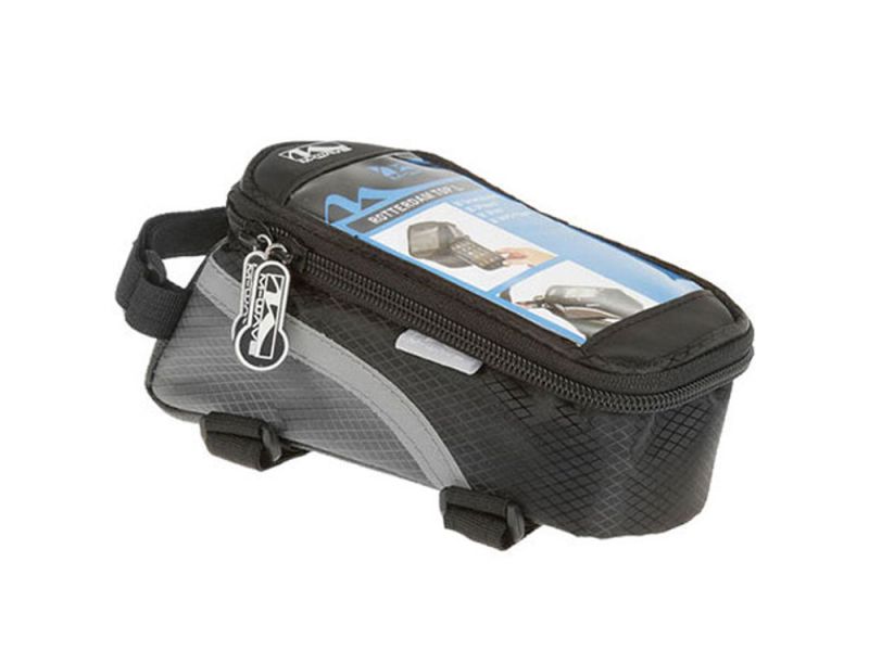 Messingschlager Rotterdam Top L Oberrohrtasche für Smartphone (schwarz / rot / grau)