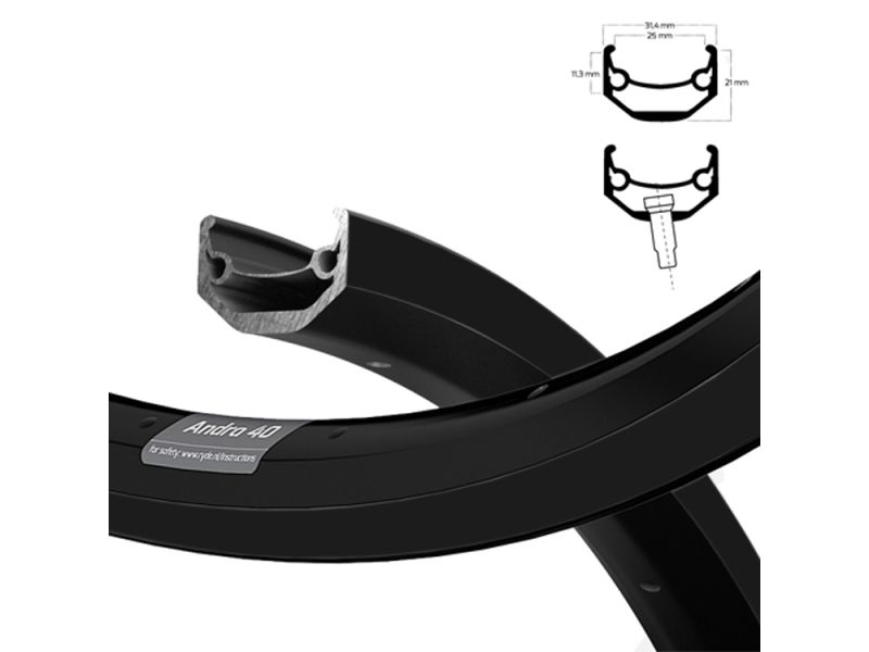 Ryde ANDRA 40 Disc 25-622 Felge (36 Loch | VL 8.5 mm | (schwarz)