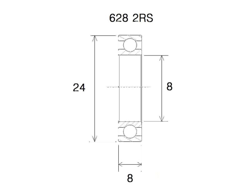 Black Bearing B5 Lager (8x24x8mm)