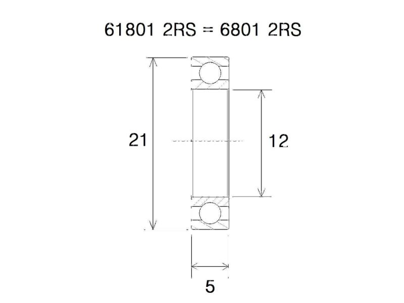 Black Bearing B5 Lager (12x21x5mm)