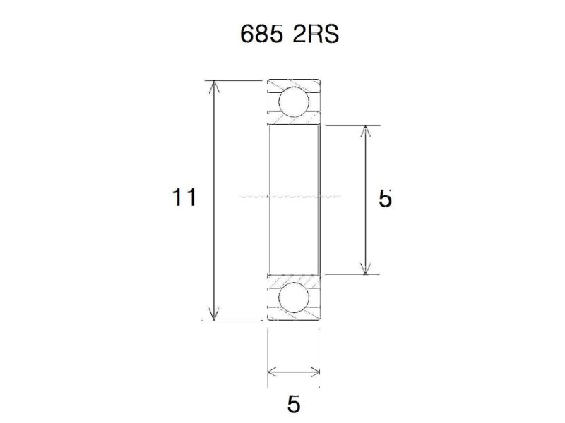 Black Bearing B5 Lager (5x11x5mm)