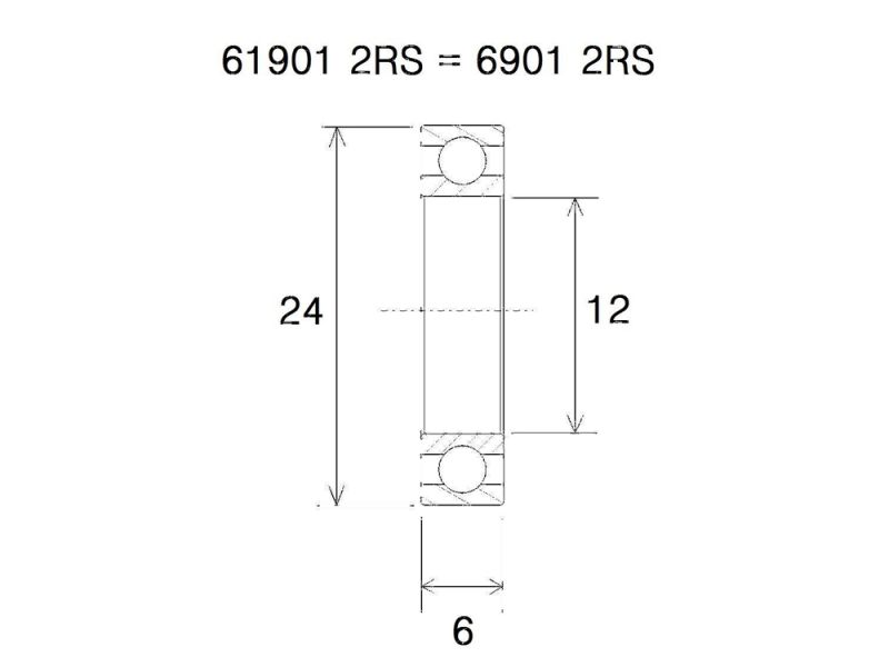 Black Bearing B5 Lager (12x24x6mm)