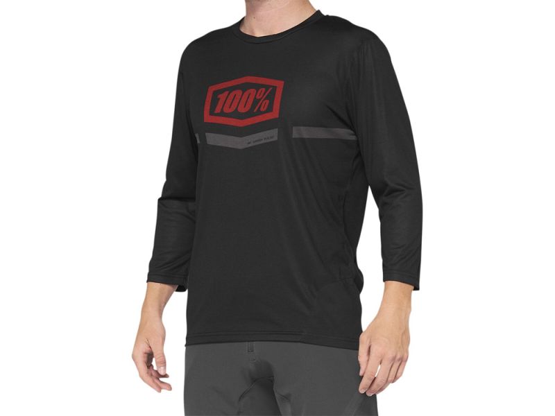 100% MTB Airmatic 3/4 Fahrradtrikot Herren (schwarz / rot)-XL