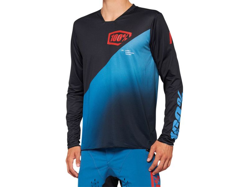 100% MTB R-Core Fahrradtrikot Herren (schwarz / blau)-XL