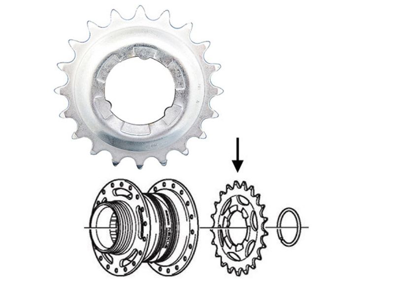 Shimano Nexus7 Steckkranz (18 Zähne | gekröpft | silber 025)