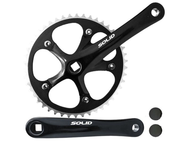 Messingschlager Single Speed Kurbelsatz (165mm Alu | 46 Zähne | schwarz)