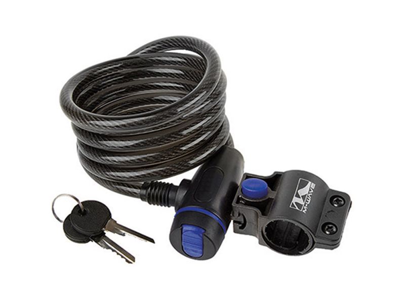 Messingschlager Spiralkabelschloss (180cm | ø10mm | Clip-On Halter)