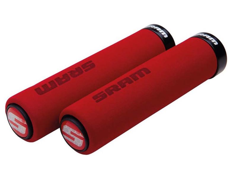 Sram Locking Fahrradgriffe (rot | 129mm | mit Klemme schwarz | inkl. Endstopfen)