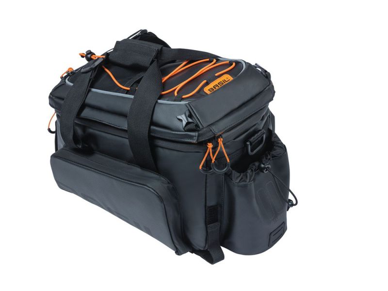 Basil Miles XL Pro Gepäckträgertasche (9-36 Liter | schwarz / orange)