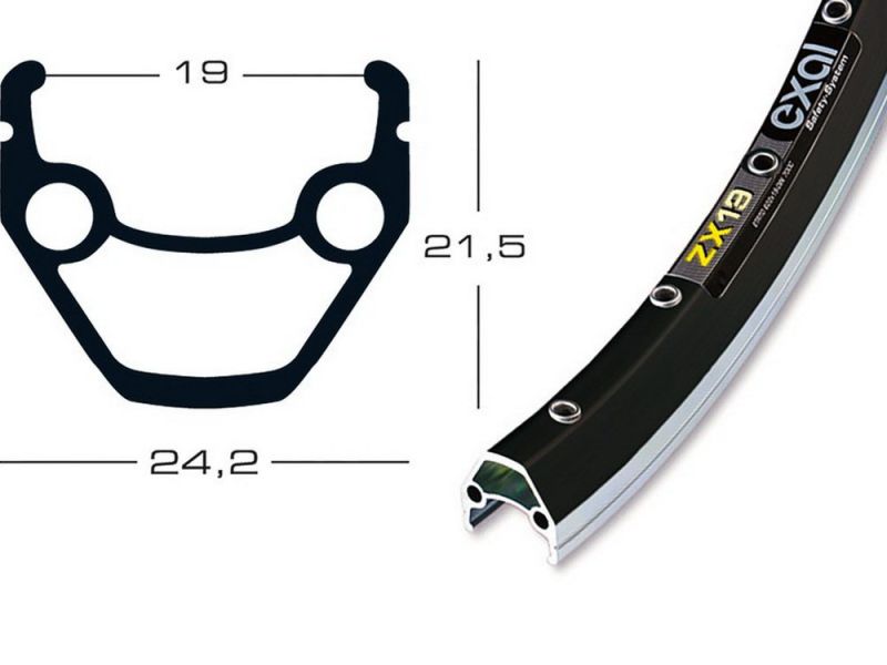 Exal Felge ZX 19 26" 559-19 VL 65 mm 32 Loch mit Ösen