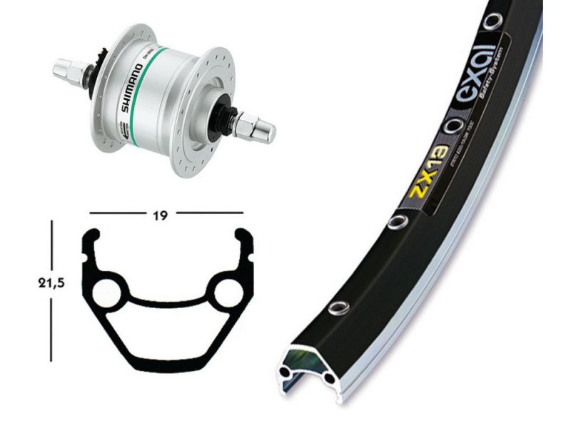 Bike-Parts Vorderrad 26x1.75 Nabendynamo DH3N31 Starr36L Exal ZX 19