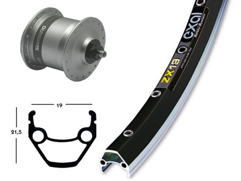Bike-Parts Vorderrad 26x1.75 Nabendynamo DH3N31 SSP 36L Exal ZX 19