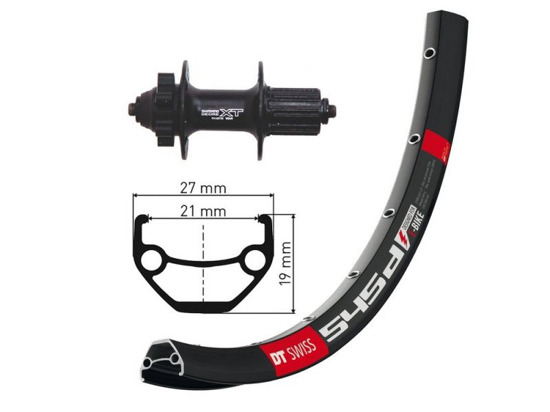 XLC Hinterrad 26x1.90" DeoreXT 6L Disc SSP 36Loch (DT Swiss 545 Disc | schwarze Speichen)