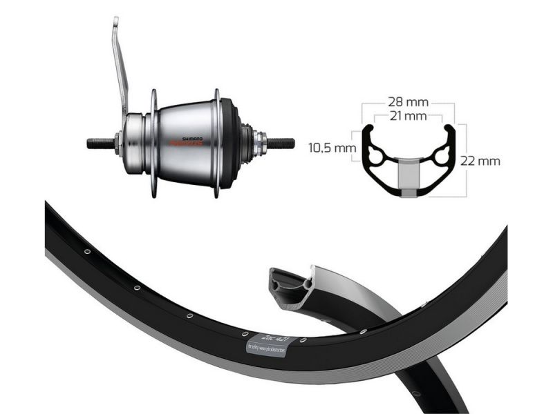 XLC Hinterrad 28x1.75 RB.-Nabe Shimano 7f 36L (Ryde ZAC 421 | schwarze 2.0 / 2.34 Speichen)