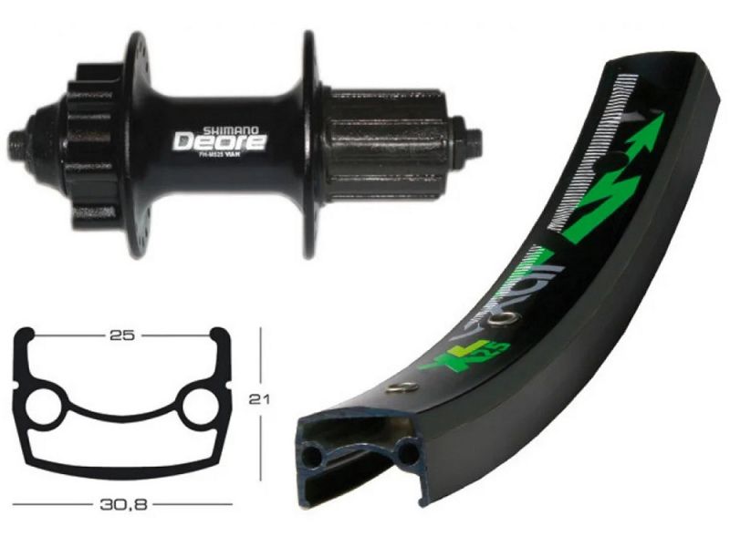 Bike-Parts Hinterrad 26x1.9 Deore 8/9f Disc 6L. .36L EXAL XL 25 DISK