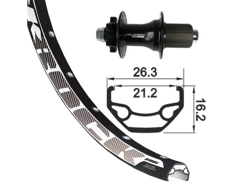 Bike-Parts Hinterrad 26x1.9 XLC 6-Loch TA 12 32L Rodi Rock DISK