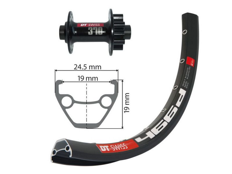 Bike-Parts Vorderrad 26x1.9 DT 6-Loch TA 15 32L DT issD 466 DISK