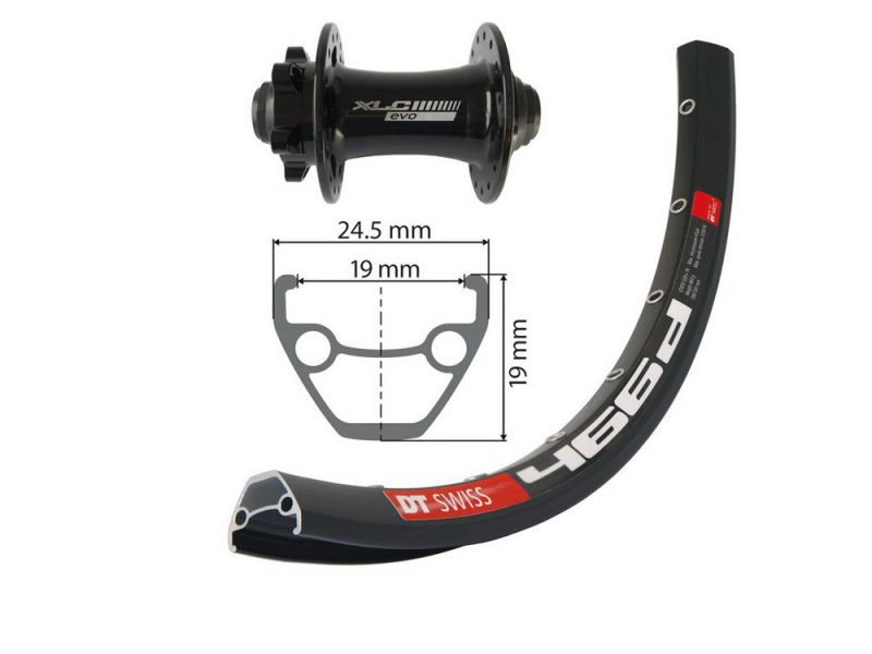 Bike-Parts Vorderrad 27.5 XLC 6-Loch TA 15 32L DT iss D466 DISK
