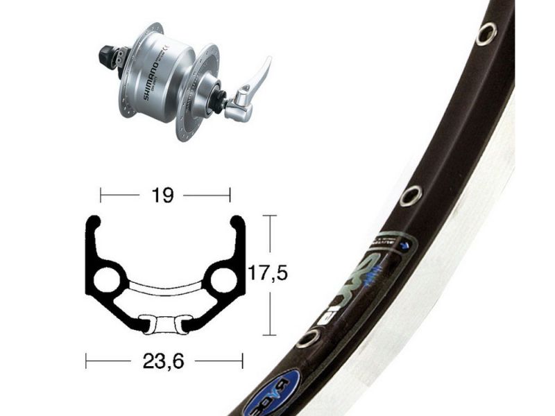Bike-Parts Vorderrad 28x1.75 Nabendynamo DH3N72 SSP 36L Rigida Zac 19