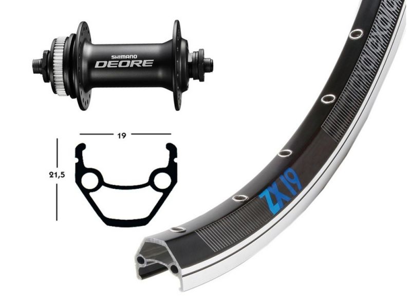 XLC Vorderrrad 26x1.75 Deore 6000 CL 36Loch (Exal ZX 19 | silberne Speichen)