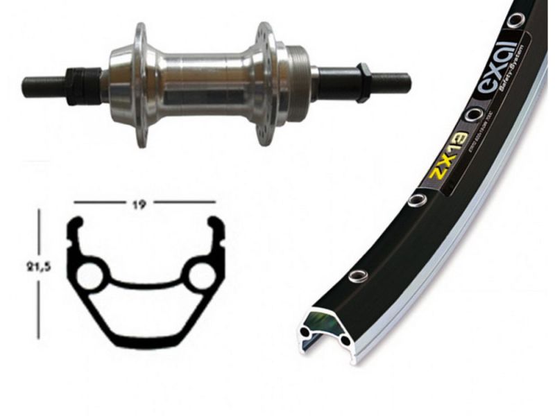Bike-Parts Hinterrad 26x1.75 Alunabe Starr 36L Exal ZX 19