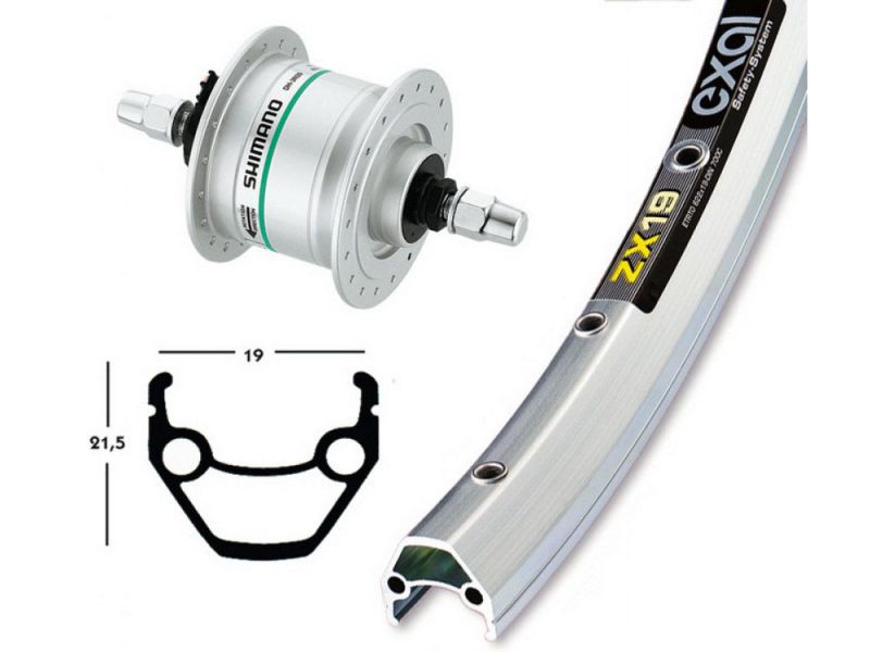 Bike-Parts Vorderrad 26x1.75 Nabendynamo DH3N31 Starr36L Exal ZX 19