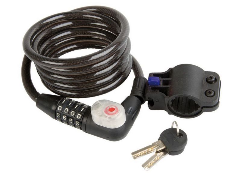 Diverse Spiralkabelschloss LED Länge 1800mm Ø10mm mit Clip-On-Halter