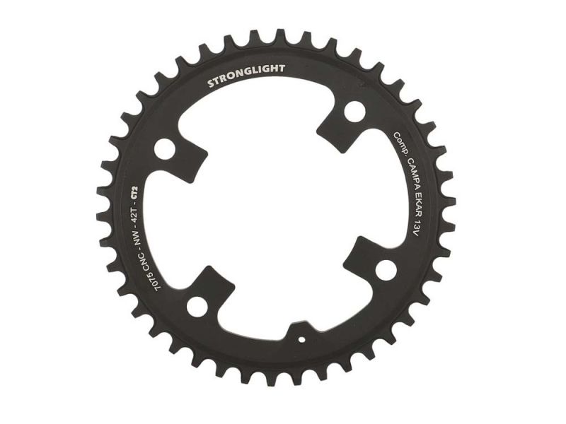 Stronglight Gravel Kettenblatt für Campa (42 Zähne | schwarz ct² Alu 7075-T6 | 123mm)