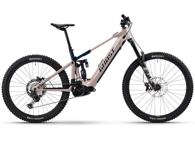 Ghost E-Riot CF Pro Fully MTB E-Bike (29 / 27,5" | 800Wh | kaffeegrau / blau)-47.5cm