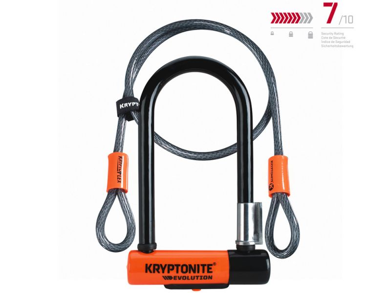 Kryptonite Evolution Lite Mini-6 Bügelschloss (7 x 15mm) + Endschlaufenkabel (120 cm)