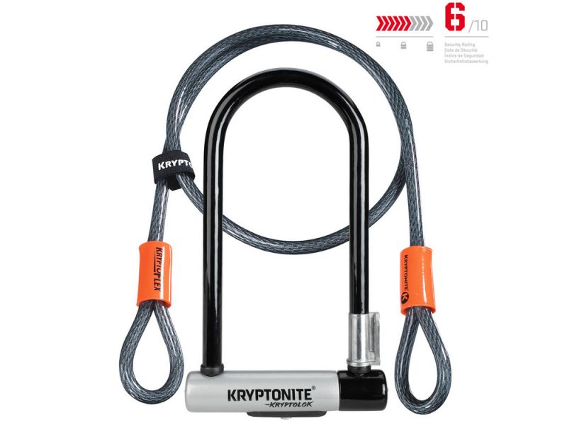 Kryptonite KryptoLok Serie 2 Standard Bügelschloss + KFlex 120cm Endschlaufenkabel