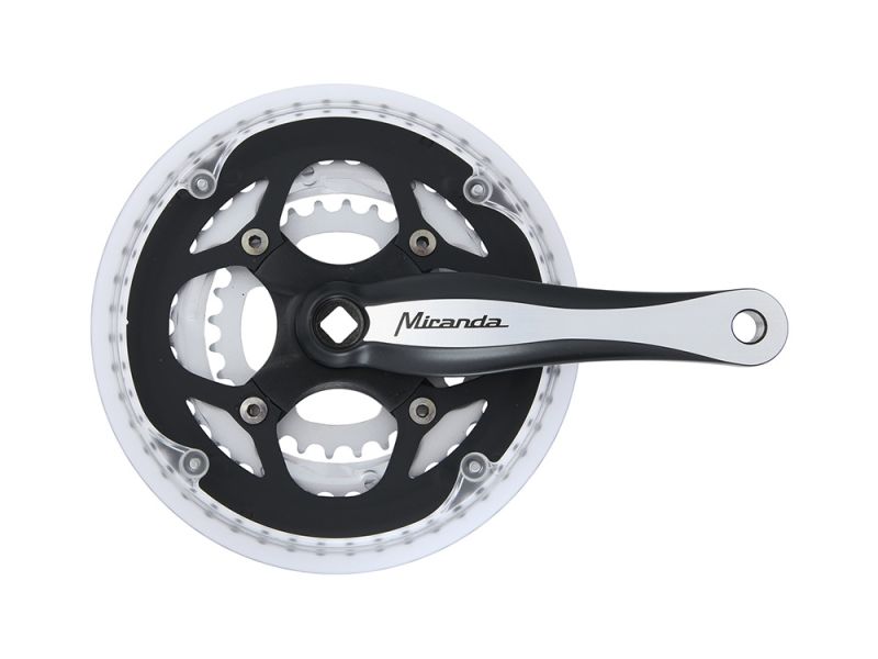 Miranda Beta 3R Plus Crank Set 170mm 28 / 38 / 48 Teeth with chain guard (black / silver)