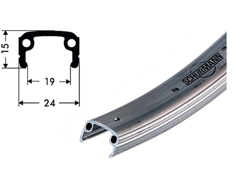 Schürmann Aluminum rim Airline 1 19-622 Si 36l (silver)