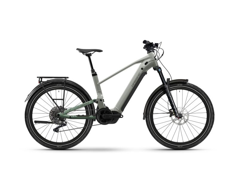 Haibike Adventr 4 High | Fully Trekking E-Bike | 27.5" | 600Wh Bosch PX | grey / bamboo green-47cm