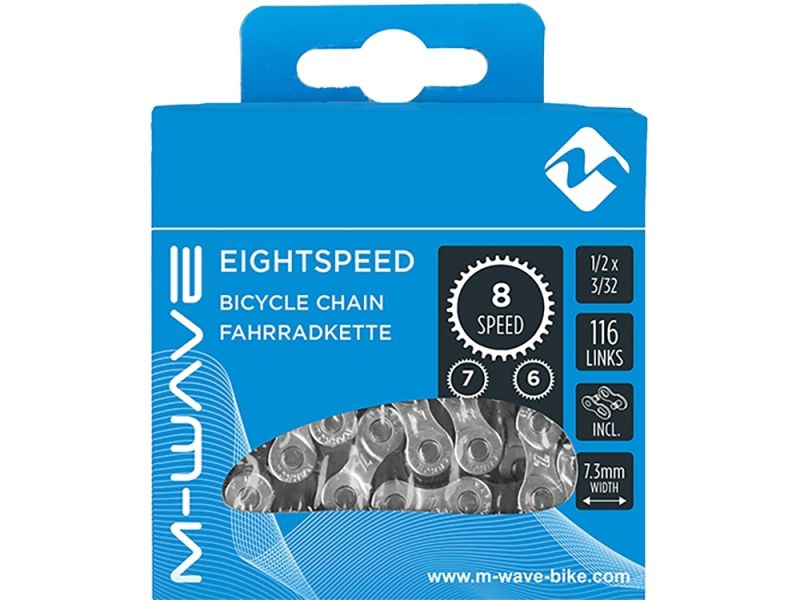 M-Wave 6/7/8-fach Fahrradkette (116 Glieder l silber / grau)