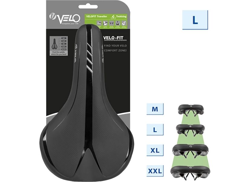 Velo Fit Traveller Fahrradsattel (schwarz) L
