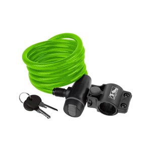 Messingschlager Spiral cable lock (180cm | ø10mm | Clip-On Holder | green)
