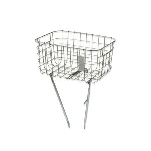 Basil Robin with struts front basket (silver | wide mesh fixed)