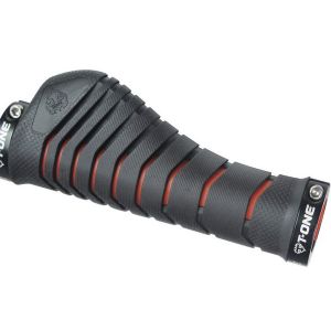 T-One Aero bicycle grips (130mm | 2x screw lock | black / red)